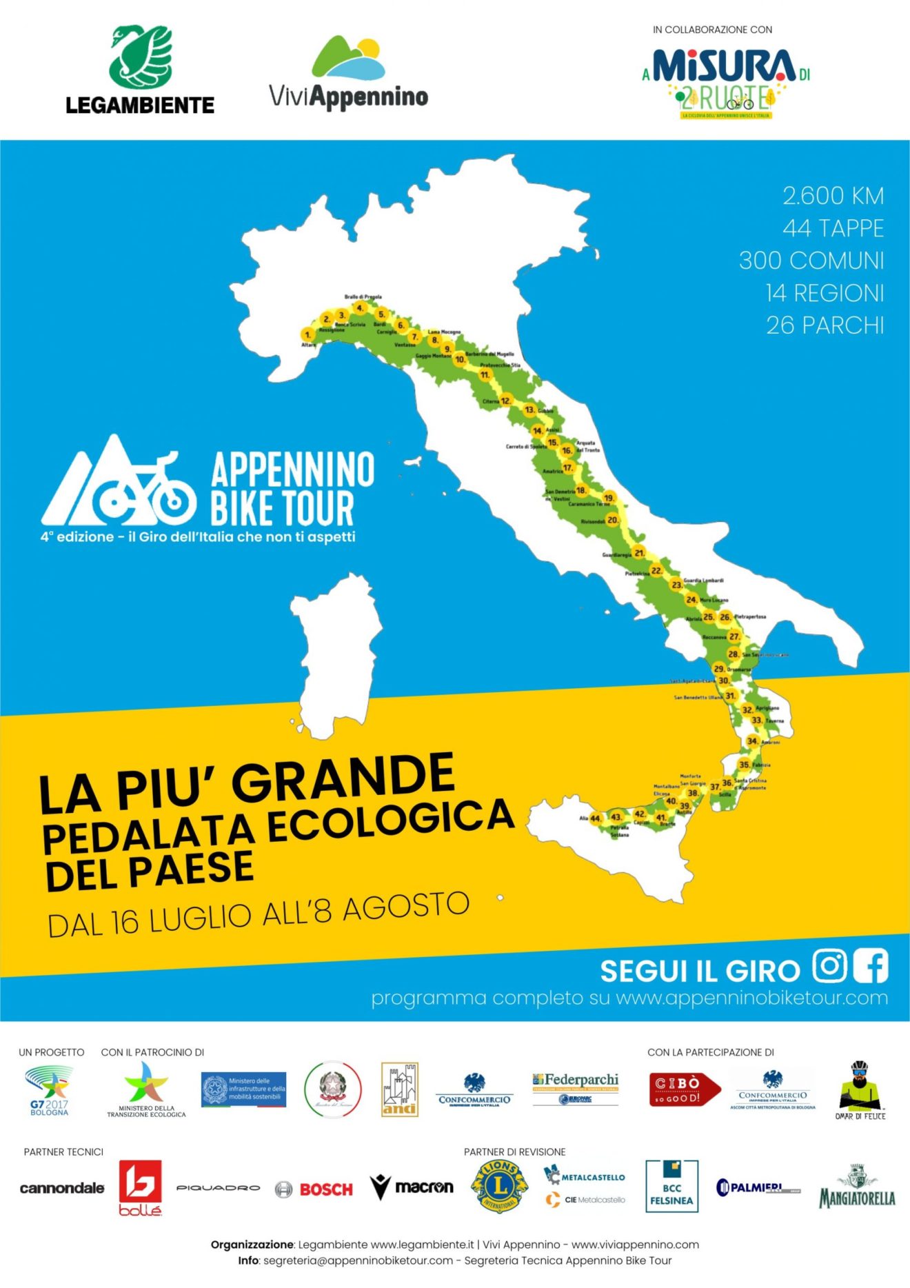 Appennino Bike Tour: dalla Liguria alla Sicilia per duemila seicento chilometri completamente attrezzati