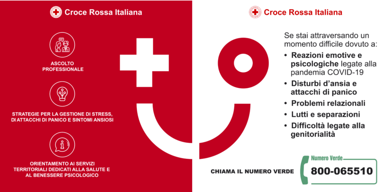 La Croce Rossa offre un servizio di supporto psicologico gratuito e accessibile a chiunque abbia più di 18 anni